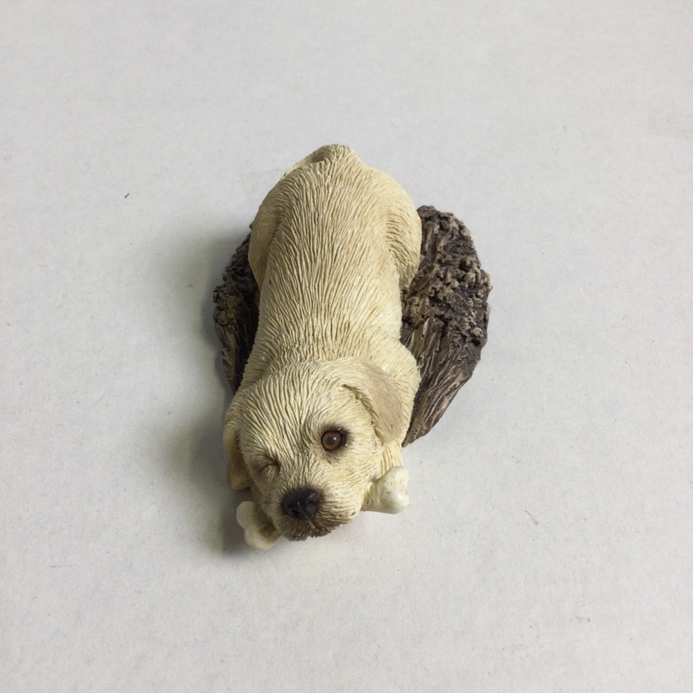 Sandicast Labrador Yellow B-17 “Pesky Peepers” Dog Figurine with bone in mouth